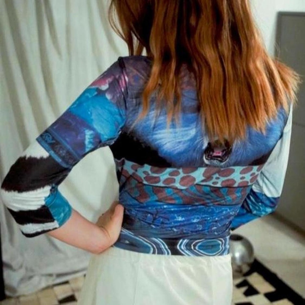 Cavalli Vintage Lion Lace Up Top RARE - Picture 4 of 6